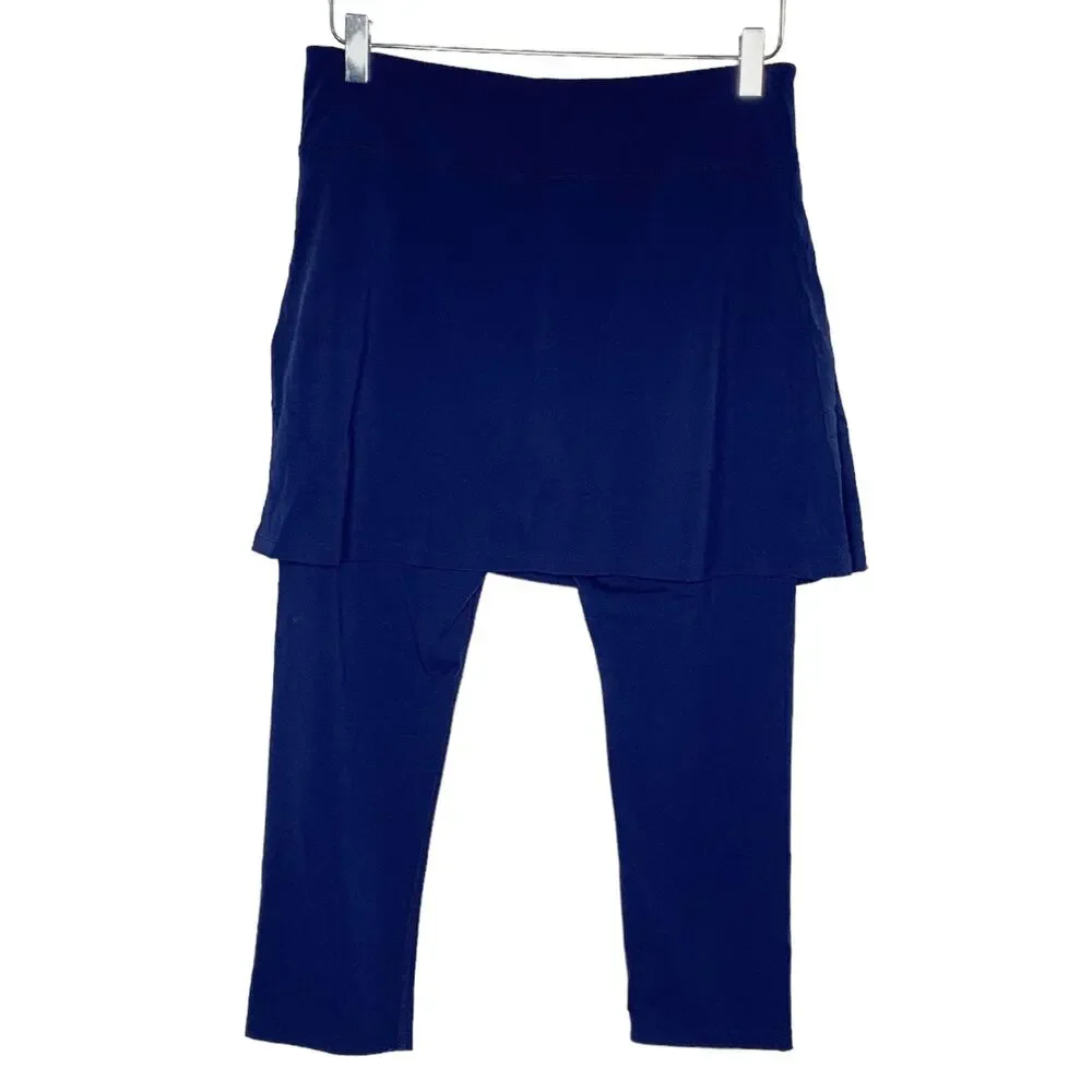 Coolibar Women's Navy Swim Skirt Leggings - Picture 3 of 10